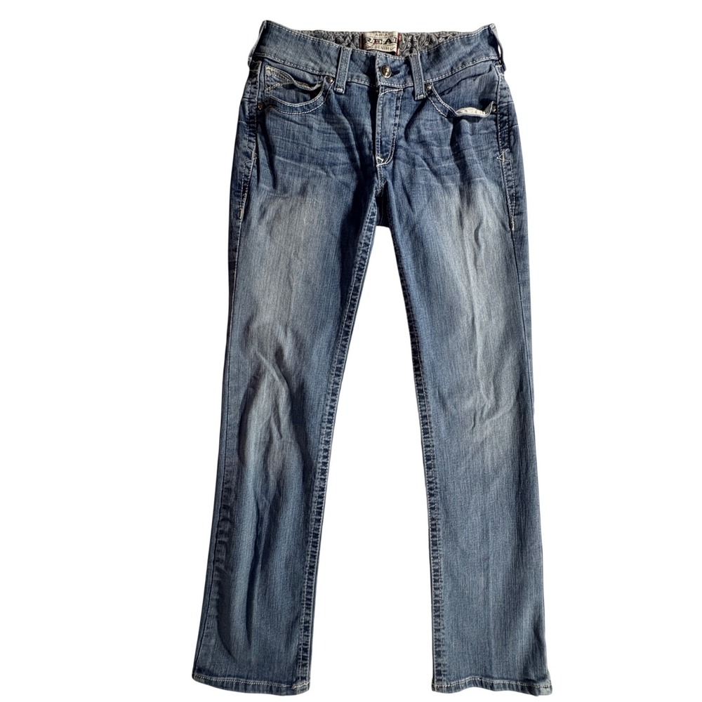 Ariat REAL Denim Straight Leg Jeans Womens 30L Medium Wash Western Riding Jeans
